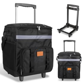 Portable Rolling Cooler Bag with Wheels and Side Handles Shoulder Strap 35L 50 Can Collapsible Insulated Leakproof Cooler for Camping Patio Travel Out