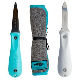 Toadfish Shucker's Bundle - Put 'Em Back Oyster Knife, Professional Oyster Knife &amp; Cut-Proof Shucking Cloth