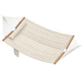 Outdoor Hammock 2-Person, with Pillow & Pad, 440 lbs Capacity (Color: Cream White)