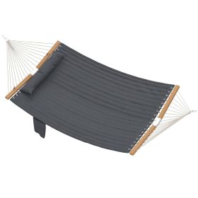 Outdoor Hammock 2-Person, with Pillow & Pad, 440 lbs Capacity (Color: Grey)