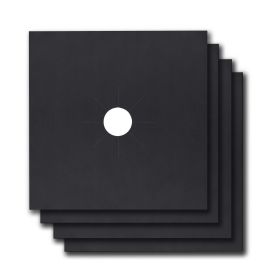 4-Pack Nonstick Burner Protector Liner - Reusable, Stovetop, 4-Pack (Color: Black, size: One size)