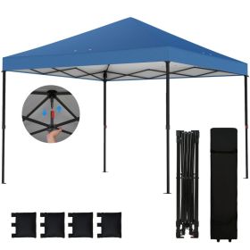 10 x 10 ft Pop Up Canopy Tent with One Push Setup, Outdoor Portable Instant Canopy Shelter w/ Roller Bag (Color: Dark Blue)