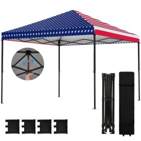 10 x 10 ft Pop Up Canopy Tent with One Push Setup, Outdoor Portable Instant Canopy Shelter w/ Roller Bag (Color: American Flag)